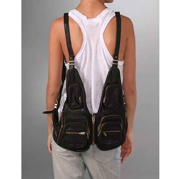 2009 ALEXANDER WANG BIANCA BLACK PEBBLED LEATHER VEST BAG CROSSBODY - Picture 1 of 11